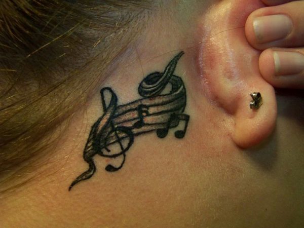 Music Neck Tattoo Behind Ear