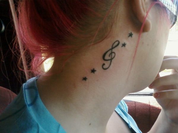 Music Note Tattoo On Neck