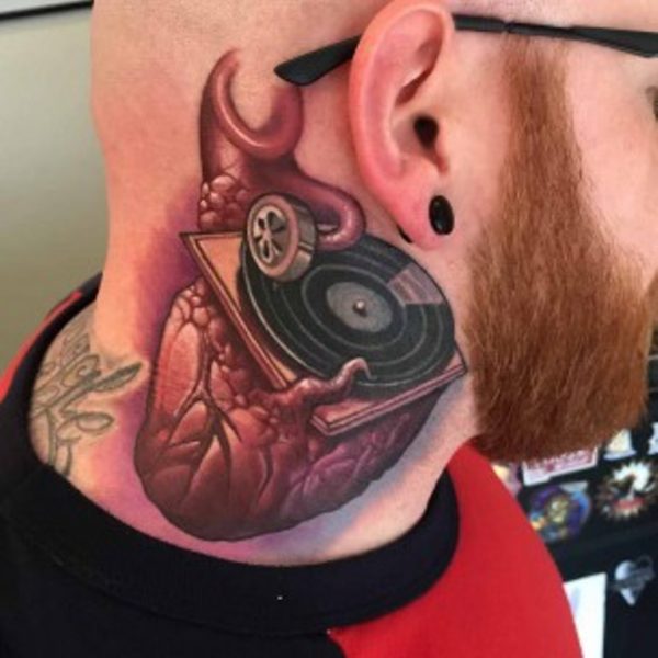 Music Player Tattoo On Neck