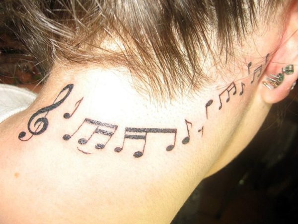 Musical Note Tattoo On Neck