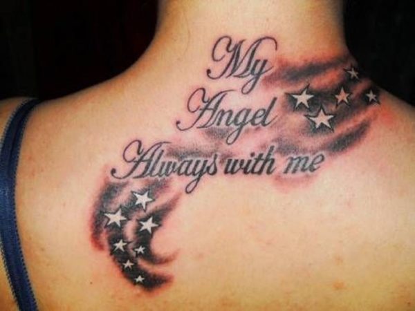 My Angel Tattoo On Neck