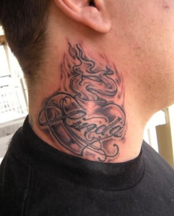 Name Lettering Neck Tattoo