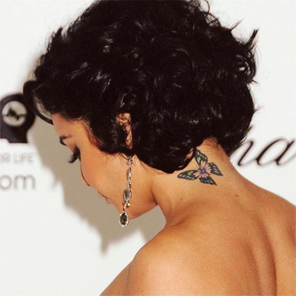 Nice Butterfly Tattoo On Neck