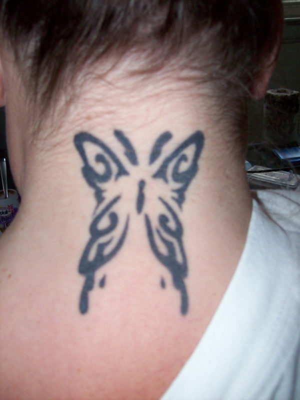 Neck Butterfly Tattoo