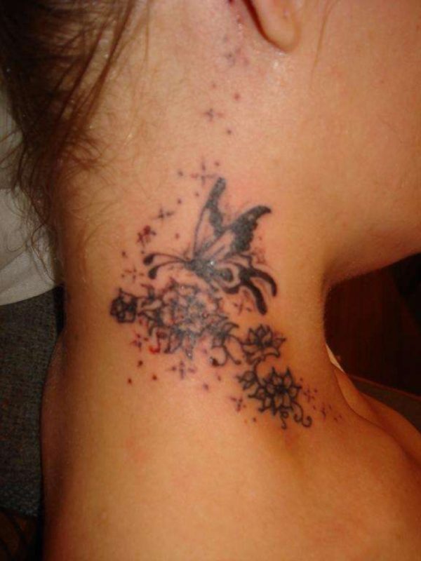 Neck Butterfly Tattoo