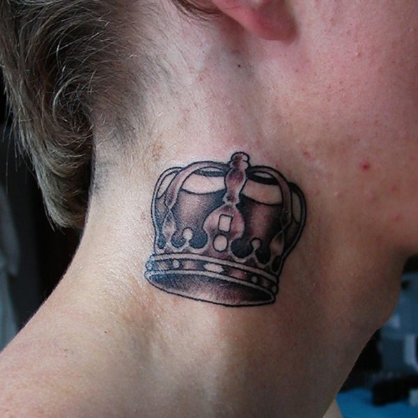 Neck Crown Tattoo