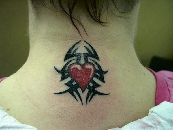 Neck Heart Tattoo