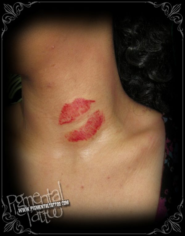 Neck Kiss Mark Tattoo