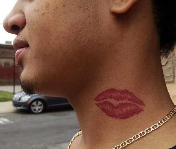 Neck Tattoo Kiss Mark