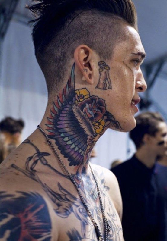 Neck Wing Tattoo On Back Neck 