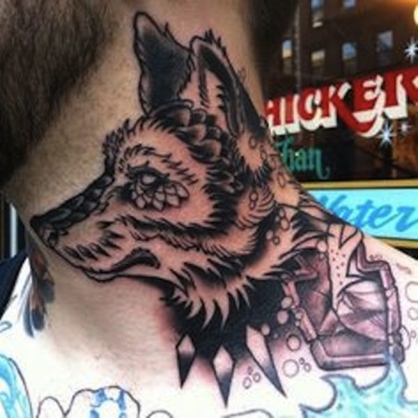 New Wolf Tattoo Design On Neck