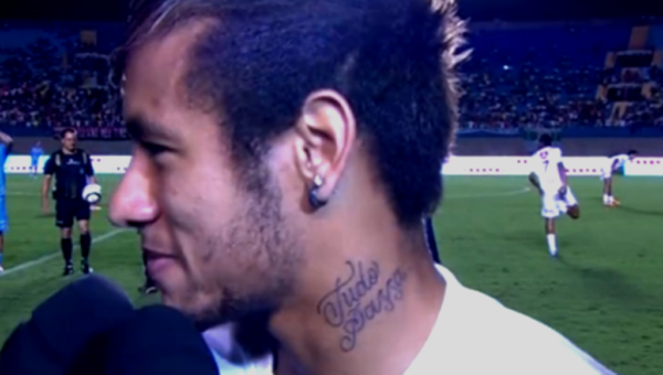 Neymar Jr Black Tattoo On Neck