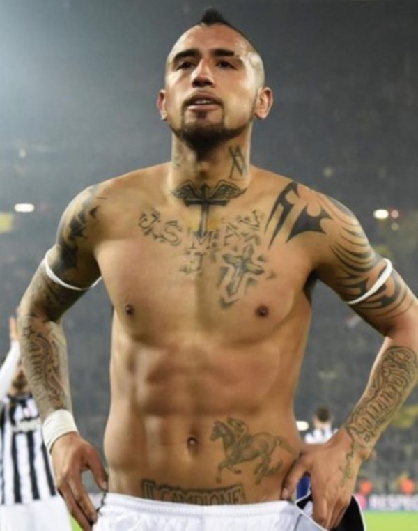 Nice Arturo Vidal Neck Tattoo Design