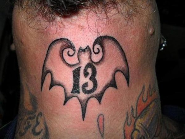 Nice Bat Neck Tattoo Design