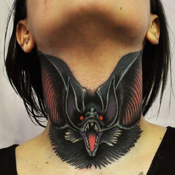 Nice Bat Neck Tattoo