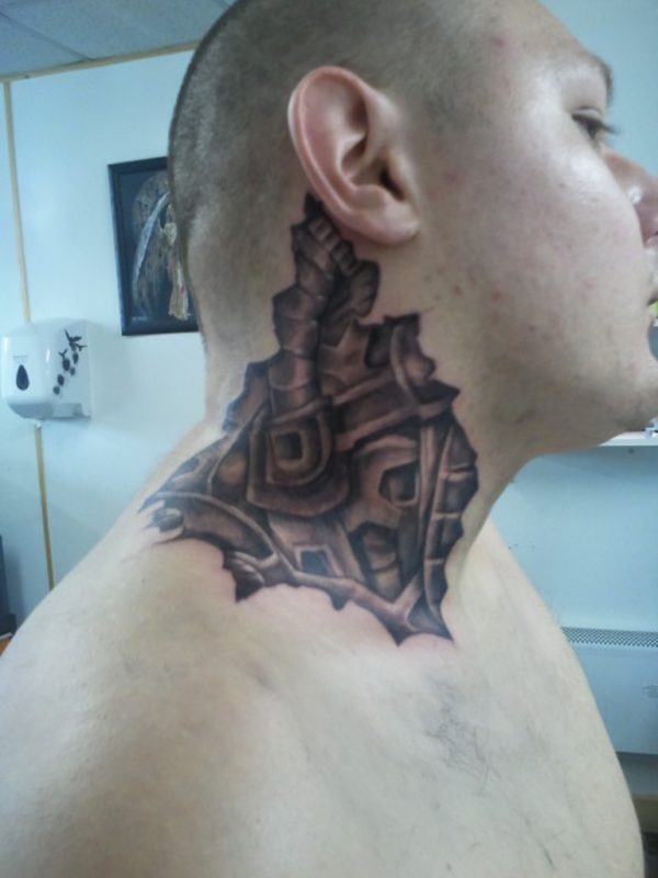 Nice Black And Grey Tattoo On Neck