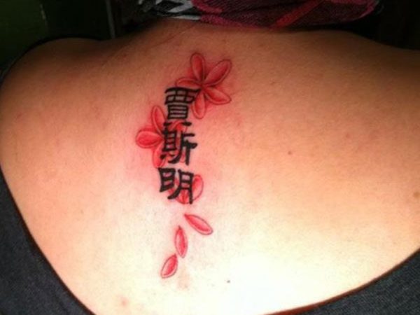 Nice Chinese Tattoo On Neck Back