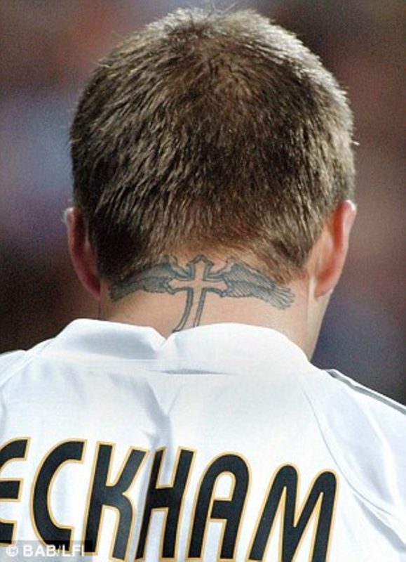 Nice Cross Tattoo On Neck