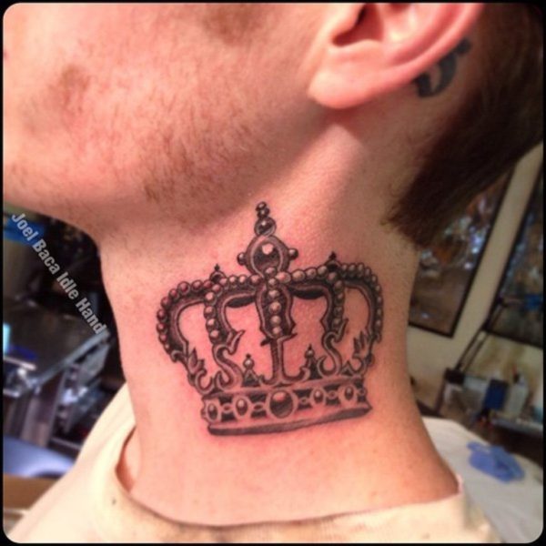 Nice Crown Tattoo On Neck