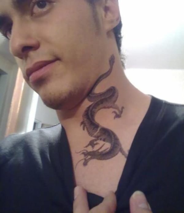 Nice Dragon Tattoo On Neck