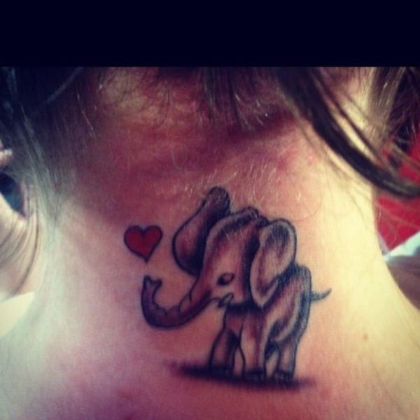 Nice Elephant Neck Tattoo