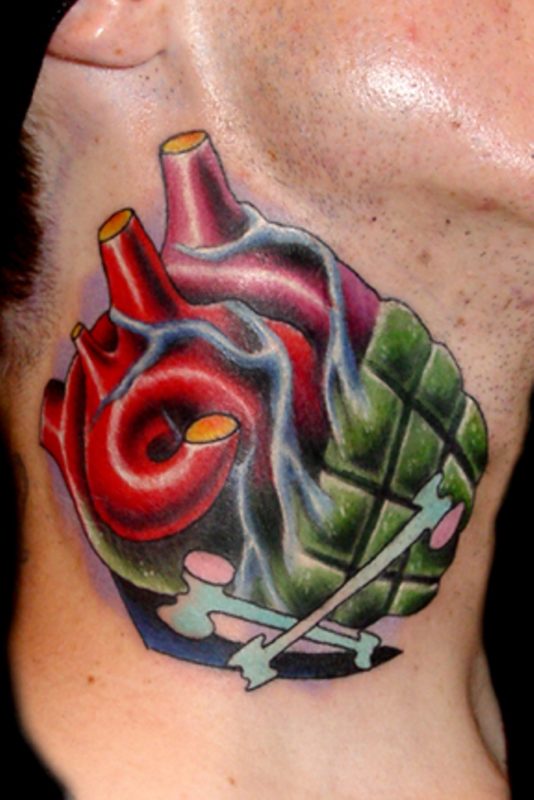 Nice Heart Tattoo On Neck