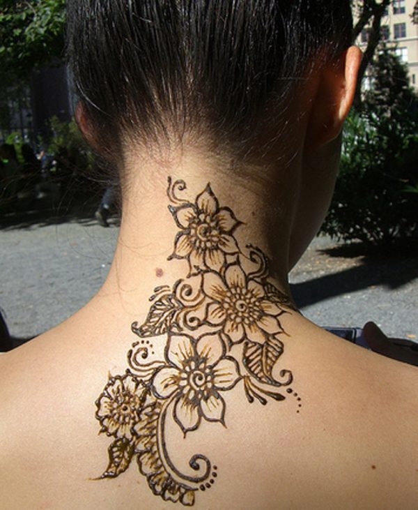 Nice Henna Tattoo On Neck