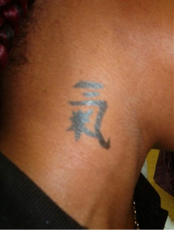 Nice Kanji Tattoo On Neck