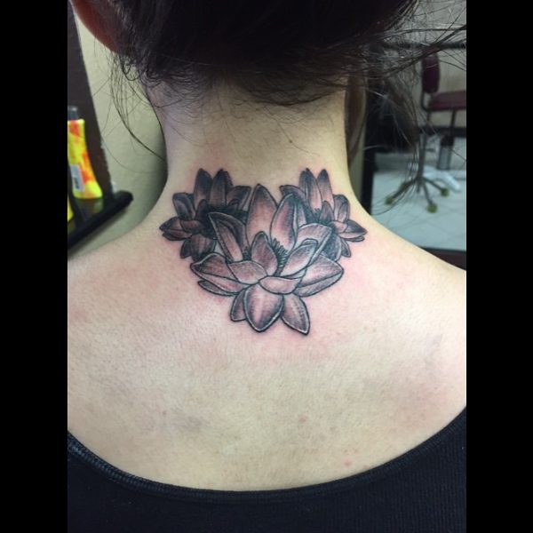 Nice Lotus Neck Tattoo
