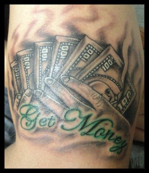 Nice Money Tattoo On Neck