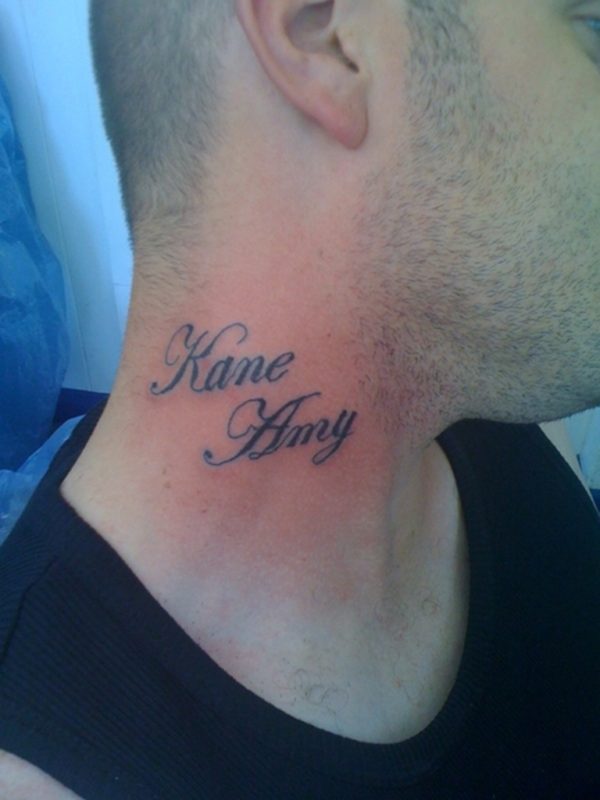 Nice Name Letter Tattoo On Neck