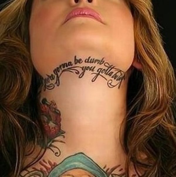 Nice Quote Words Tattoo On Neck