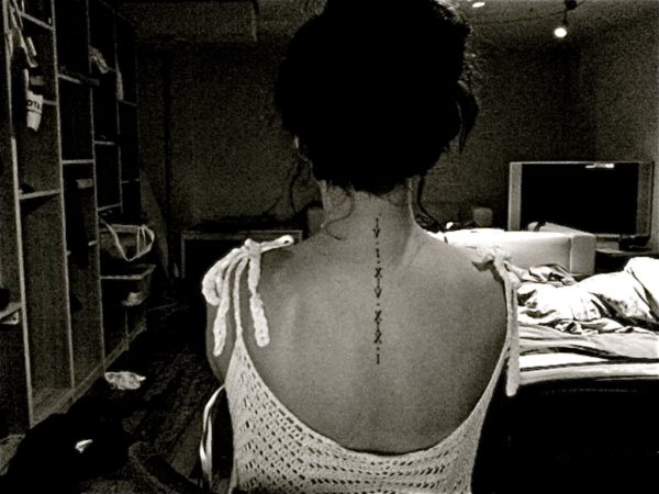 Nice  Roman Numeral Tattoo On Neck Back