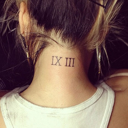 Nice Roman Numeral Tattoo On Neck Back