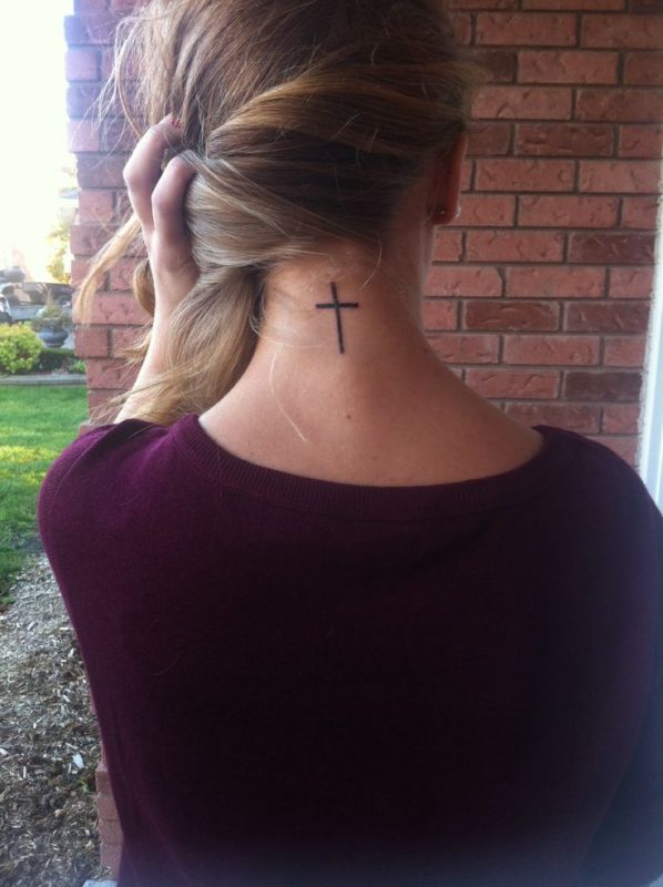 Nice Simple Cross Neck Tattoo