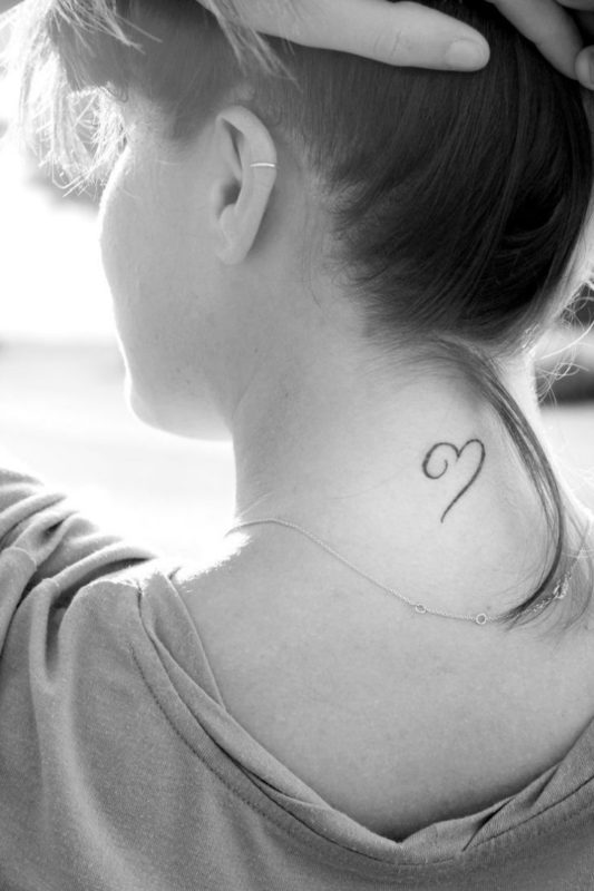 Nice Simple Heart Neck Tattoo