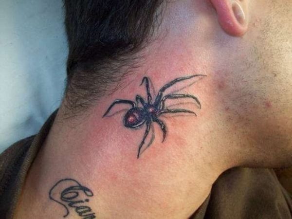 Nice Spider Neck Tattoo
