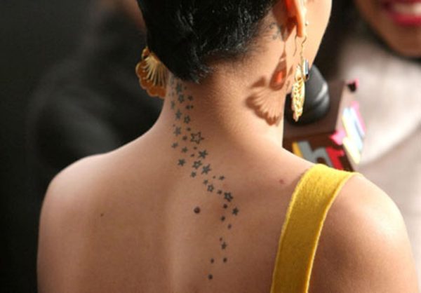 Nice Stars Tattoo On Neck