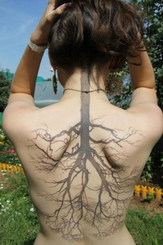 Nice Tree Tattoo On Neck Back