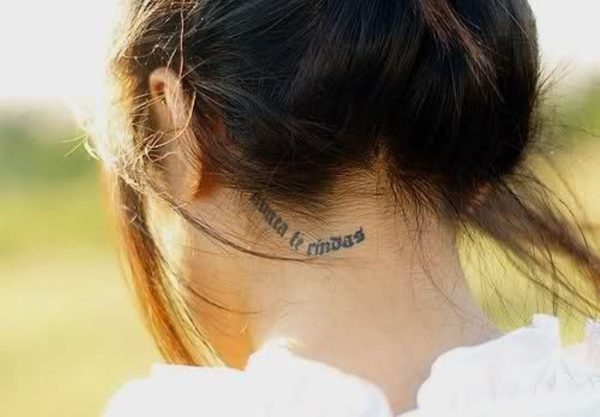 Nice Words Tattoo On Neck