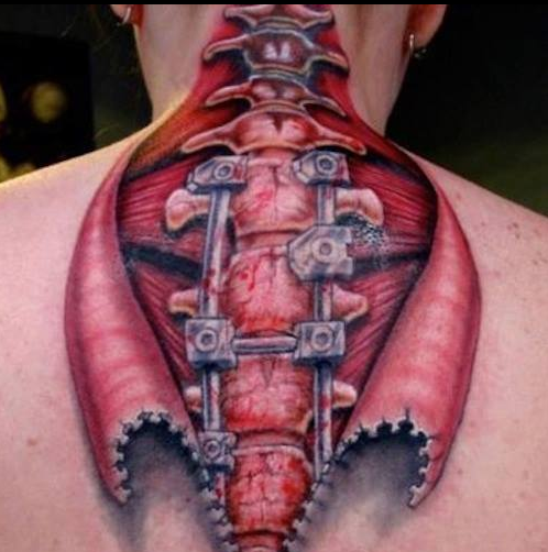 Nice ripped Skin Tattoo On Neck