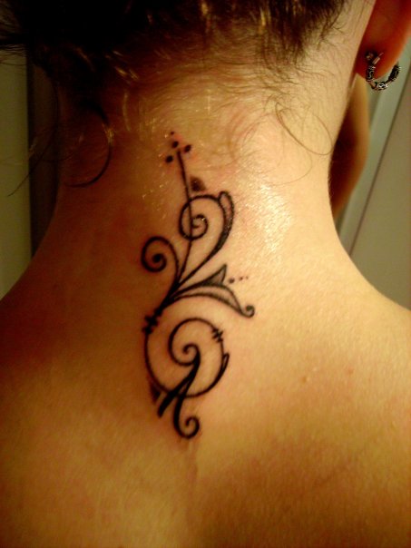 Nice Designer Tribal Neck Tattoo