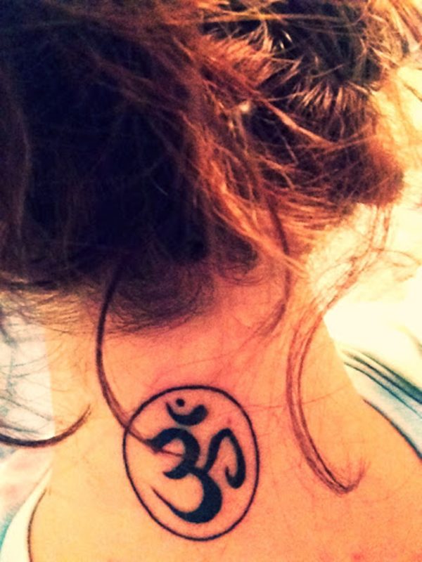 Om Tattoo On Neck Back