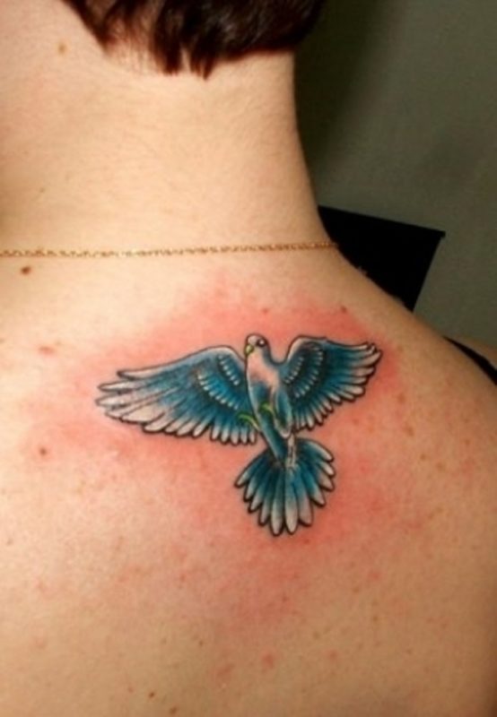 Open Wing Flying Tattoo On Neck 