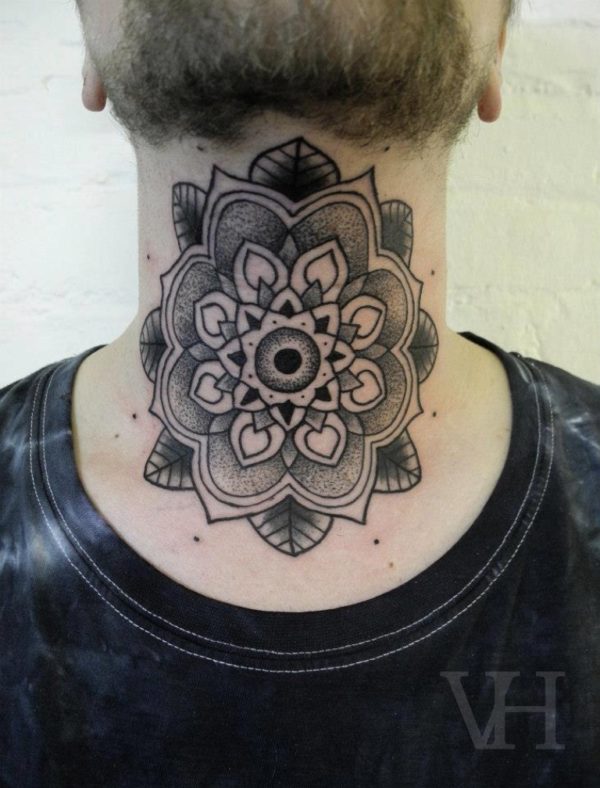 Outstanding Mandala Neck Tattoo Design