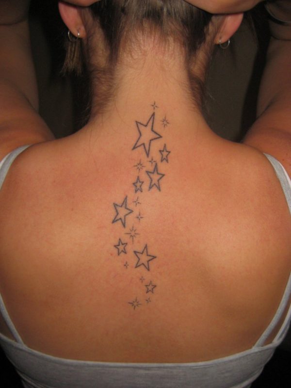 Outstanding Stars Tattoo On Neck