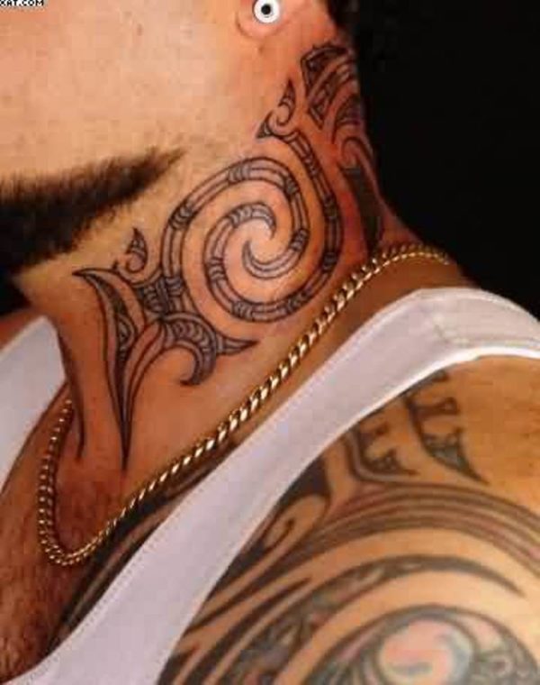 Outstanding Tribal Neck Tattoo