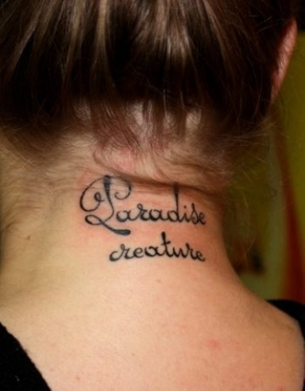 Paradise Letter Neck Tattoo