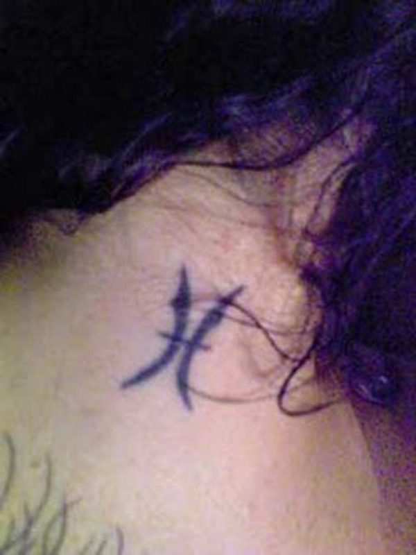 Pisces Sign Tattoo On Neck
