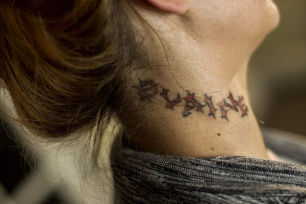 Plain Army Tattoo On Neck